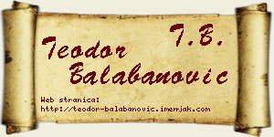 Teodor Balabanović vizit kartica
